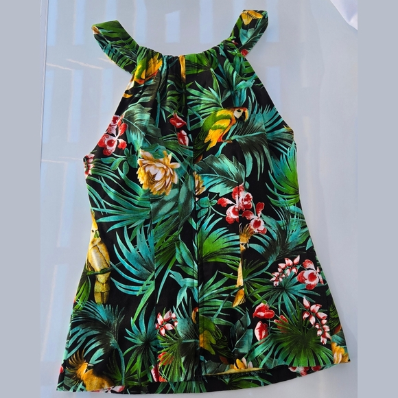 Pinup Couture Tropical Bird Parrot Jungle Halter Tank Size Small - Picture 2 of 6